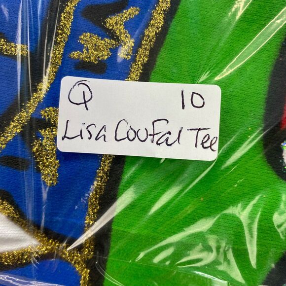 Vintage Lisa Coufal Top XL Unisex Womens USA Patriotic Painted 90s T-Shirt NOS - Picture 6 of 6